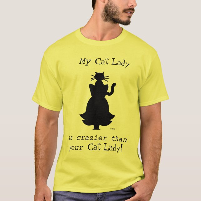 T-shirt Funny Crazier Crazy Cat Lady mari ou ami garçon (Devant)