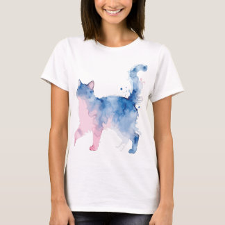 T-shirt Funny Crazy Cat Lady Working From Home Watercolor 