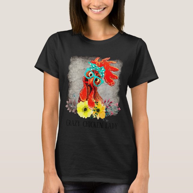T-shirt Funny Crazy Chicken Lady Word Art  (Devant)