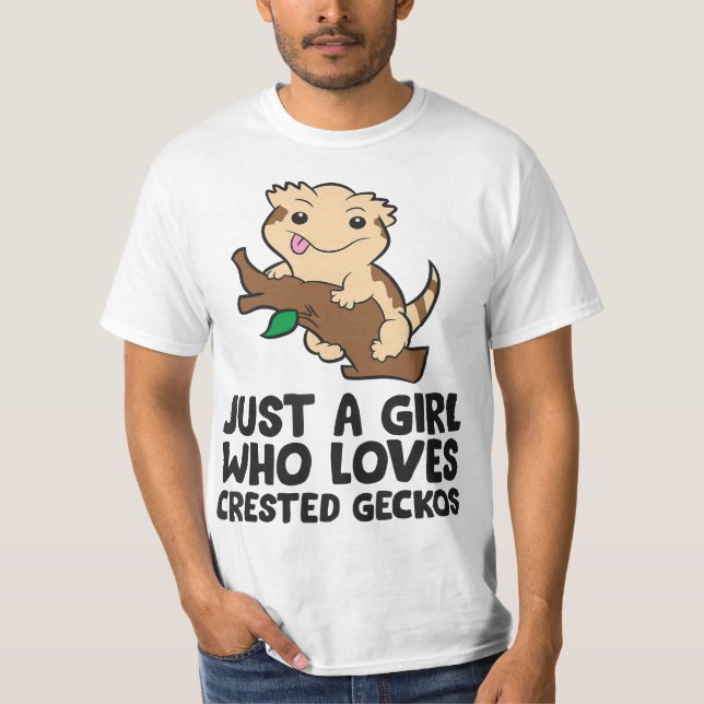 T-shirt Funny Crested Gecko Just a Girl Who Loves Crested  (Devant)