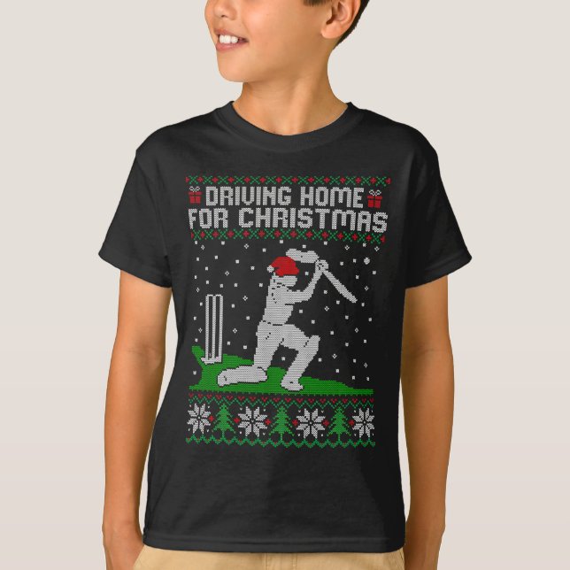 T-shirt Funny Cricket Player Driving Home For Christmas Sw (Devant)