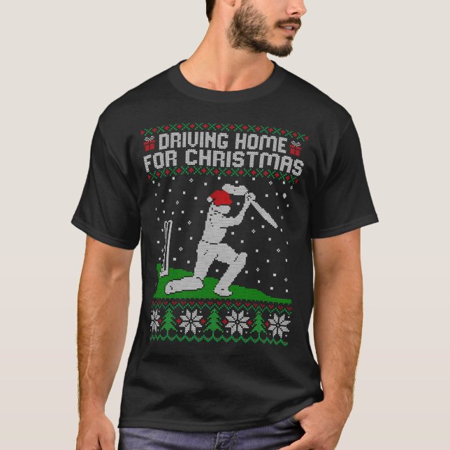 T-shirt Funny Cricket Player Driving Home For Christmas Sw (Devant)