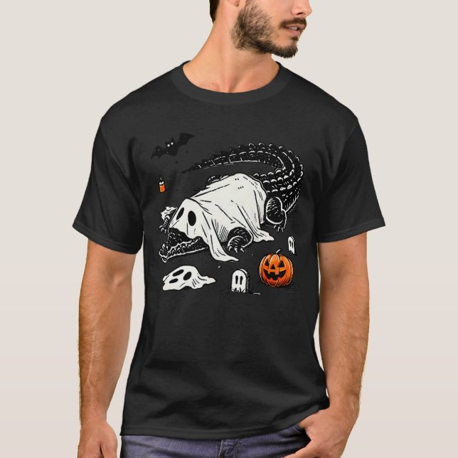 T-shirt Funny Crocodile Ghost Costume Spooky Halloween All (Devant)