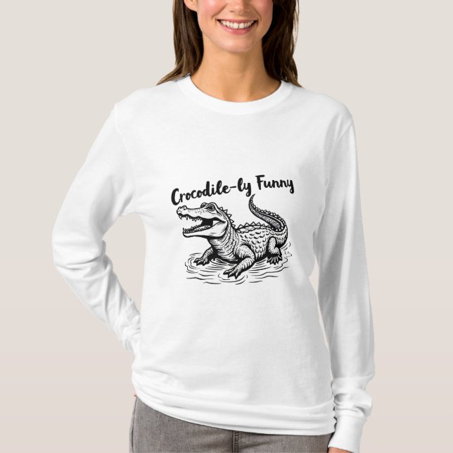 T-shirt Funny Crocodile Tee - Unique crocodile Designs (Devant)