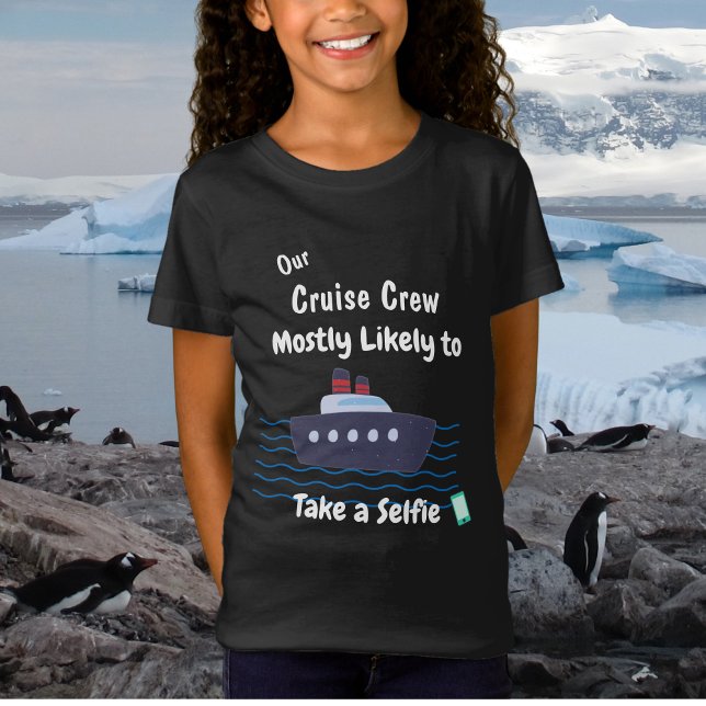 T-Shirt  Funny Cruise Kids Take Selfie Personalize  (Customize front of shirt)