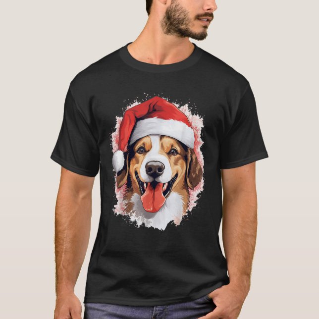 T-shirt Funny cute dog lover celebrating Christmas with ha (Devant)