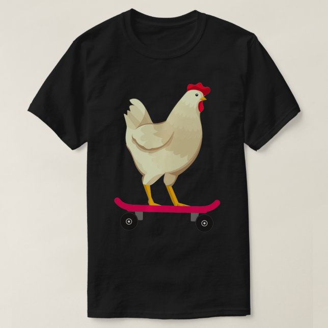 T-shirt Funny Cute Skateboarding Chicken Animal Gift  (Design devant)