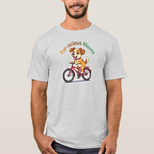 T-shirt **Funny Cycling Dog – Cute Dog Riding a Bicycle Il (Devant)