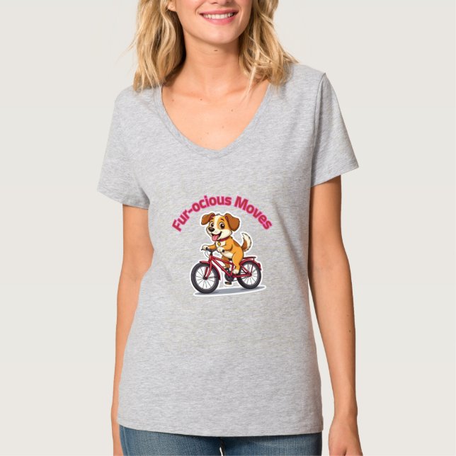 T-shirt **Funny Cycling Dog – Cute Dog Riding a Bicycle Il (Devant)