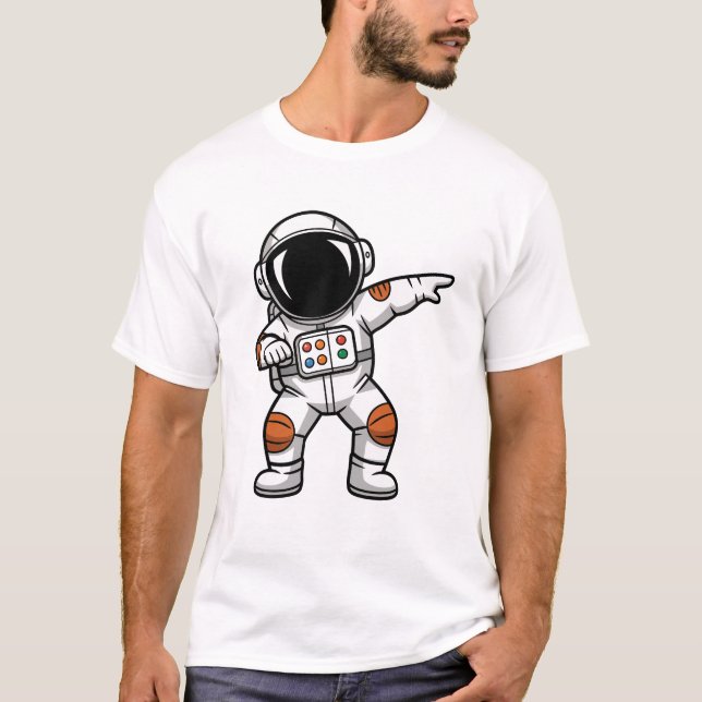 T-shirt Funny Dabbing Astronaut – Cool Space Cartoon (Devant)