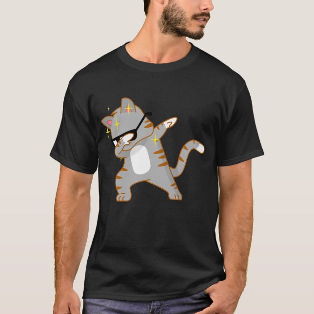 T-shirt Funny Dabbing Cat Kitty with Shades Humor Shirt  (Devant)