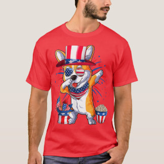 T-shirt Funny Dabbing Corgi 4th of July Merica Dog USA Ame
