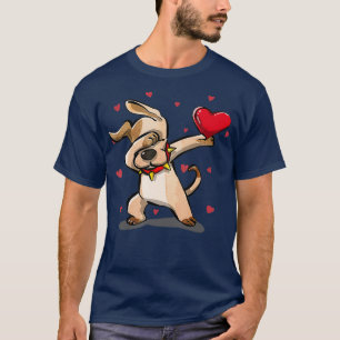 T-shirt Funny Dabbing Dog Heart Valentines Day Gift Boys