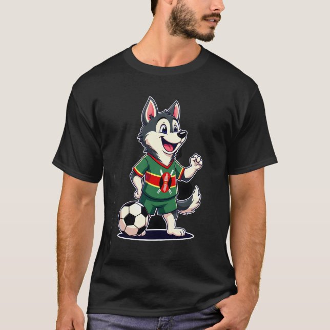 T-shirt Funny Dabbing Husky Dog Kenya Football - Kenyan Fl (Devant)