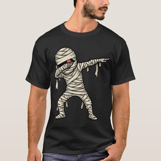 T-shirt Funny Dabbing Mummy Streetwear Halloween Tee Scary (Devant)