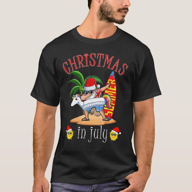 T-shirt Funny Dabbing Santa Christmas in July Santa Hawaii (Devant)
