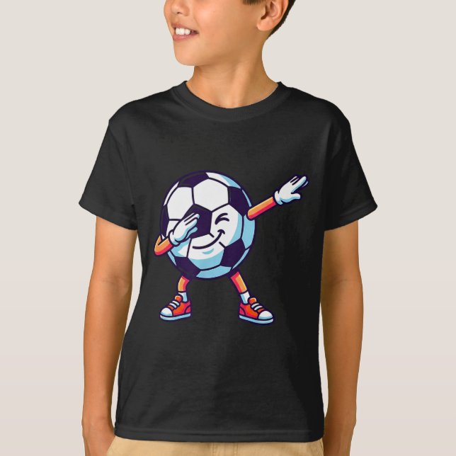 T-shirt Funny Dabbing Soccer Ball Cartoon Srt Gift Kids Bo (Devant)