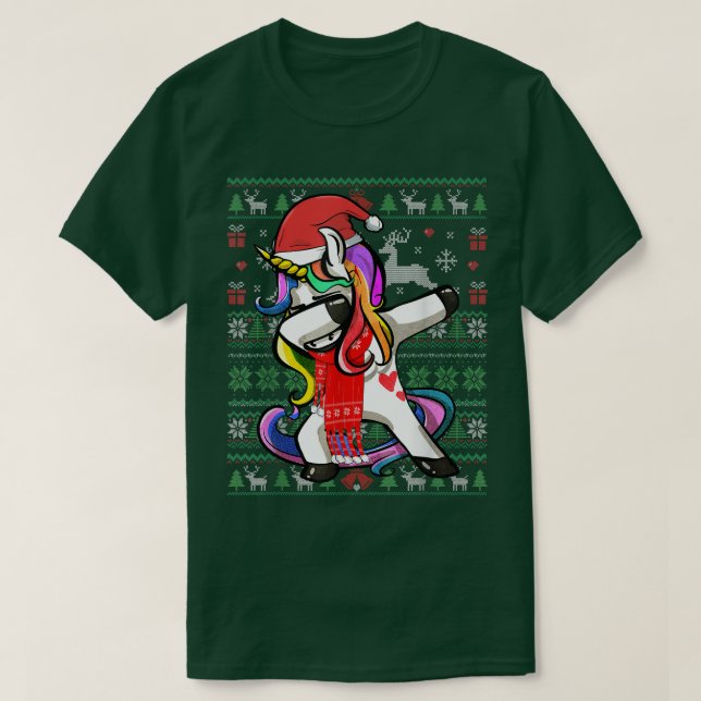 T-shirt Funny Dabbing Unicorne laide fête de Noël (Design devant)