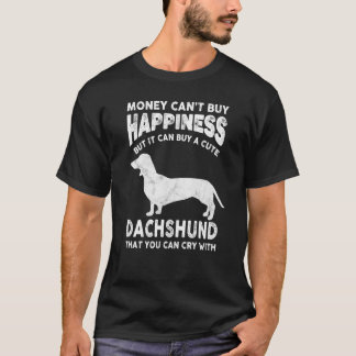 T-shirt Funny Dachshund Argent Bonheur Animal Chien Plaisa