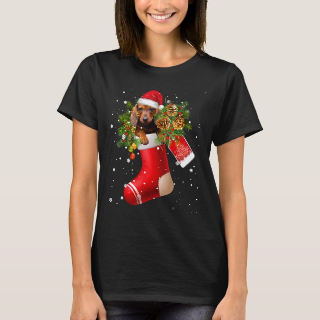 T-shirt Funny Dachshund Dans Le Choc Noël Noël Noël Noël N (Devant)