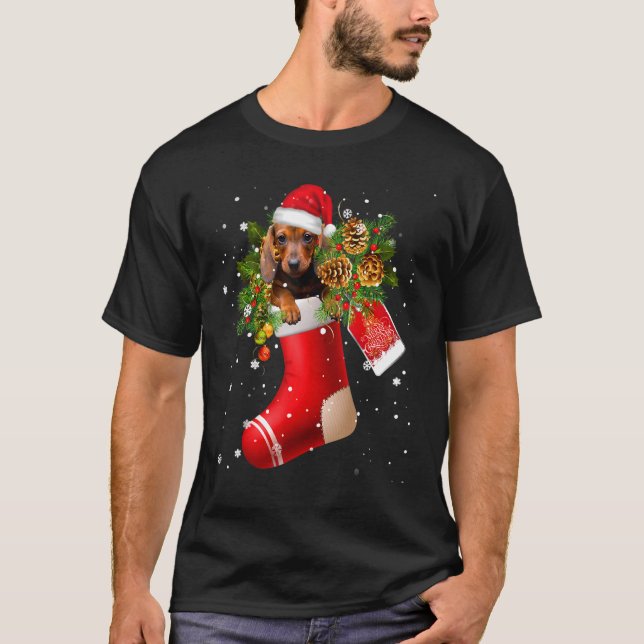 T-shirt Funny Dachshund Dans Le Choc Noël Noël Noël Noël N (Devant)