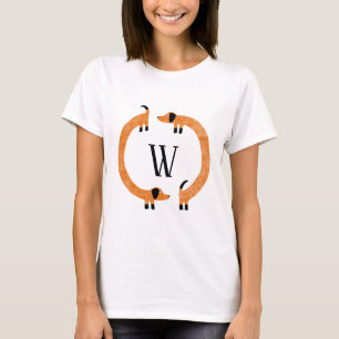 T-shirt Funny Dachshund Saucisse Chien Monogramme