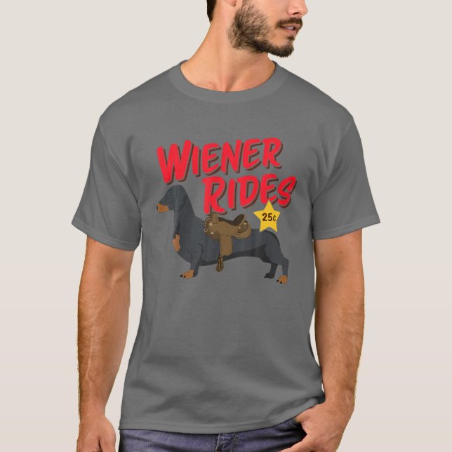 T-shirt Funny Dachshund Wiener Rides Amoureux des chiens (Devant)