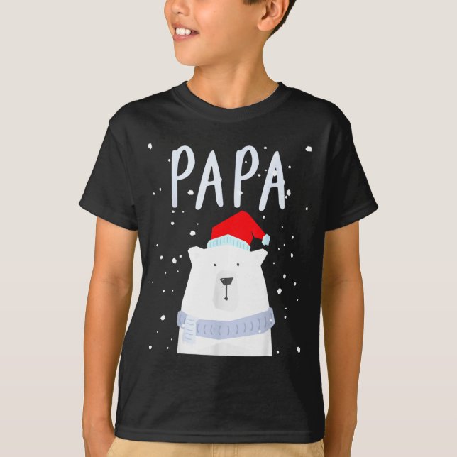 T-shirt Funny Dad Bear Christmas Saint Hat Couples Family  (Devant)