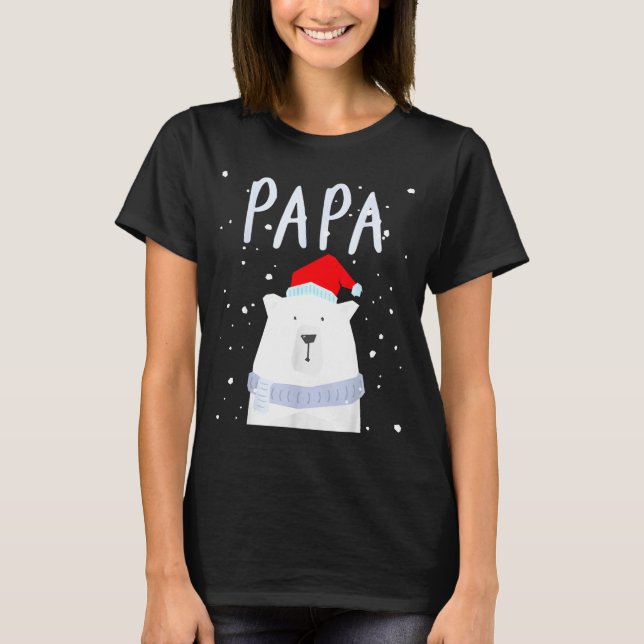 T-shirt Funny Dad Bear Christmas Saint Hat Couples Family  (Devant)