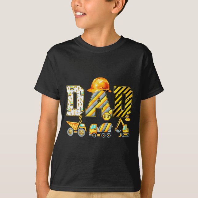 T-shirt Funny Dad Construction Excavator Kids Matching Fam (Devant)