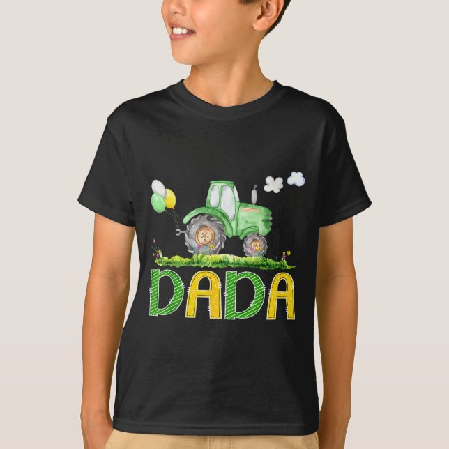 T-shirt Funny Dada Birthday Boy Tractor Farm Truck Matchin (Devant)