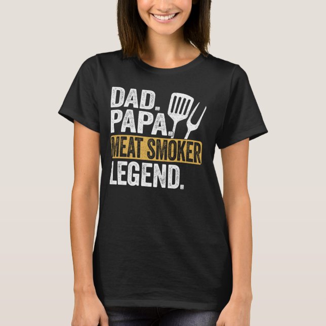 T-shirt Funny Daddy Papa Fumeur de viande Légende Cool Ret (Devant)