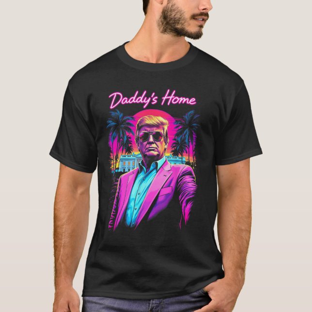 T-shirt Funny Daddys Accueil Maison Blanche Trump Pink 202 (Devant)