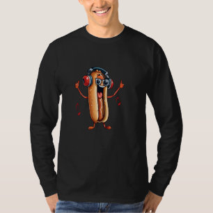 T-shirt Funny Dancing Hot Dog Design For Kids Boys Girls H