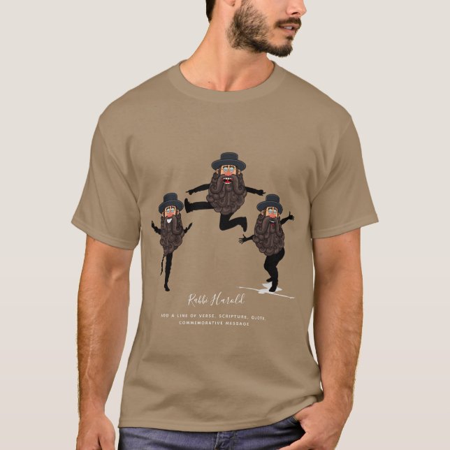 T-shirt FUNNY Dancing RABBI Personnalisé avec texte (Devant)
