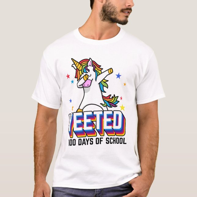 T-shirt Funny Dank Meme Yeet Unicorn 100e Day Of School (Devant)