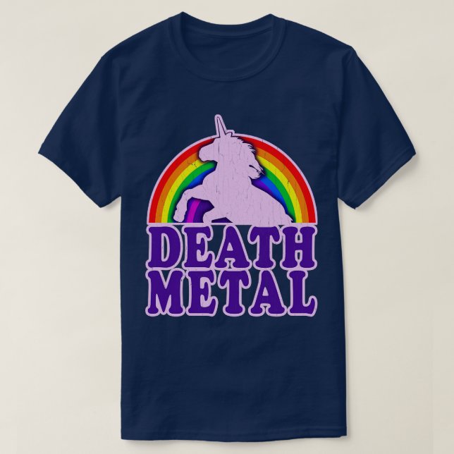 T-shirt Funny Death Metal Unicorn Arc-en-ciel (Design devant)