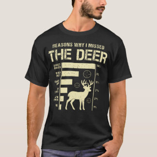 T-shirt Funny Deer Hunting Reasons Why I Missed The Deer