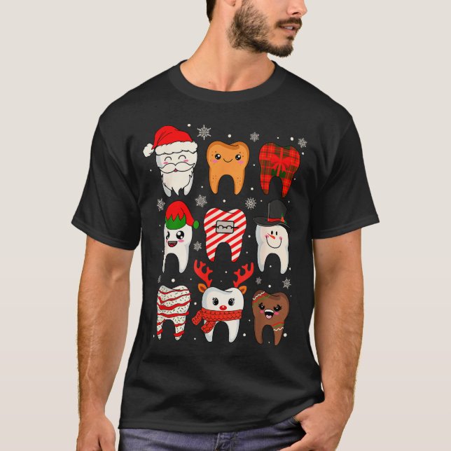 T-shirt Funny Dental Christmas Teeth Cute Xmas Dentist Squ (Devant)