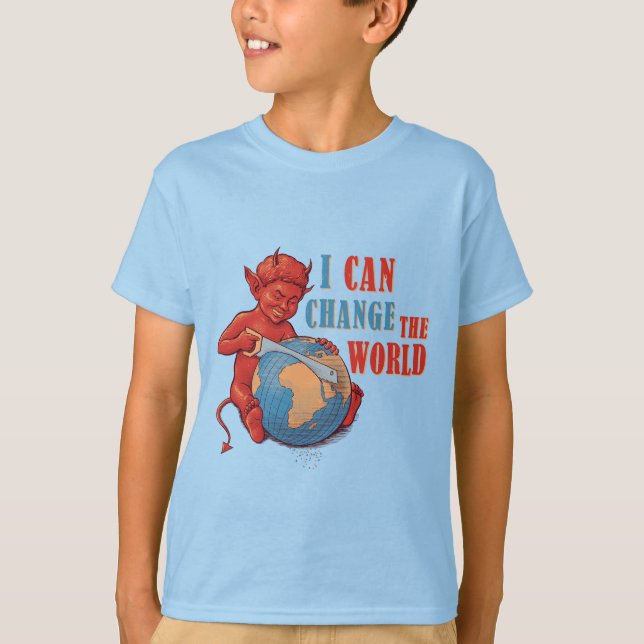 T-shirt Funny Devil Kid “I Can Change the World” (Devant)