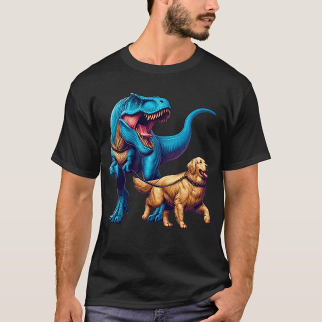 T-shirt Funny Dinosaur Golden Retriever Amoureux des chien (Devant)