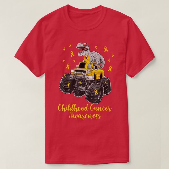 T-shirt Funny Dinosaur Monster Truck Gold Ribbon Enfance (Design devant)