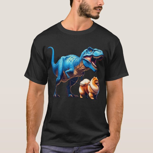 T-shirt Funny Dinosaur Pomeranian Amoureux des chiens de m (Devant)