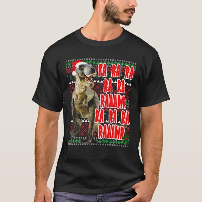 T-shirt Funny Dinosaur Rex Ugly Christmas Sweaters (Devant)