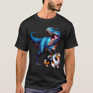 T-shirt Funny Dinosaur Sheltie Amoureux des chiens de marc