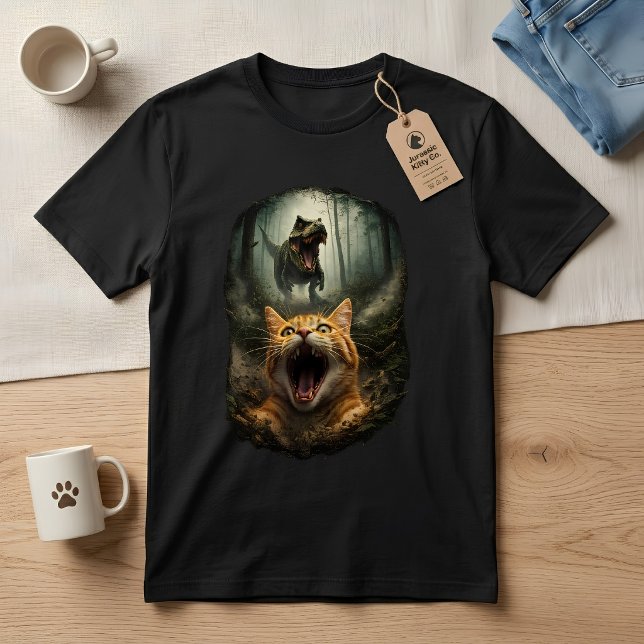 T-shirt Funny Dinosaur T-Rex Attack Roaring Cat  (Créateur téléchargé)
