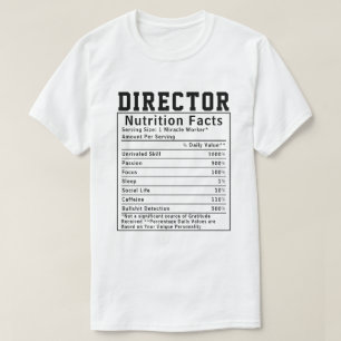 T-shirt Funny Directeur Nutrition Facts Personnel Travaill