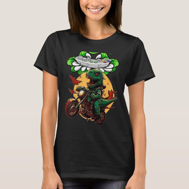 T-shirt Funny Dirt Bike For Men Boys Kids Dinosaur Motorcy (Devant)