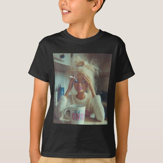 T-shirt Funny Disgusting Doll Face Meme Smoking Sad Sarcas (Devant)
