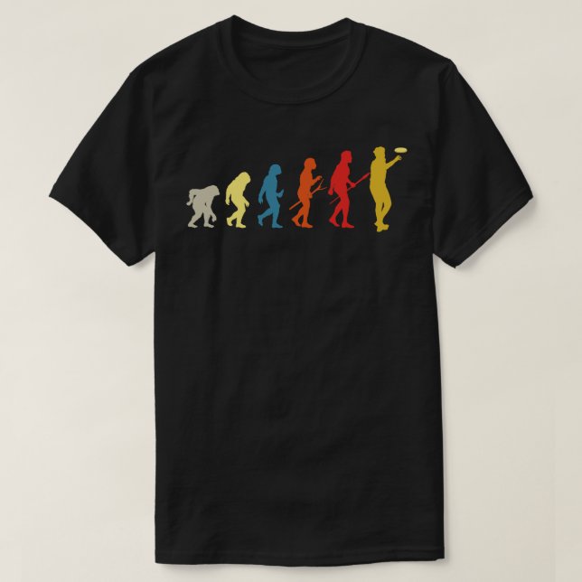 T-shirt Funny Disk Golf Evolution Vintage Frisbee (Design devant)